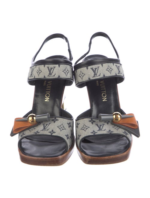 Louis Vuitton 2000 Monogram Mini Lin Pattern Slingback Sandals