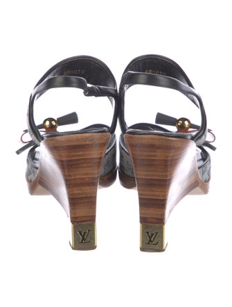 Louis Vuitton 2000 Monogram Mini Lin Pattern Slingback Sandals