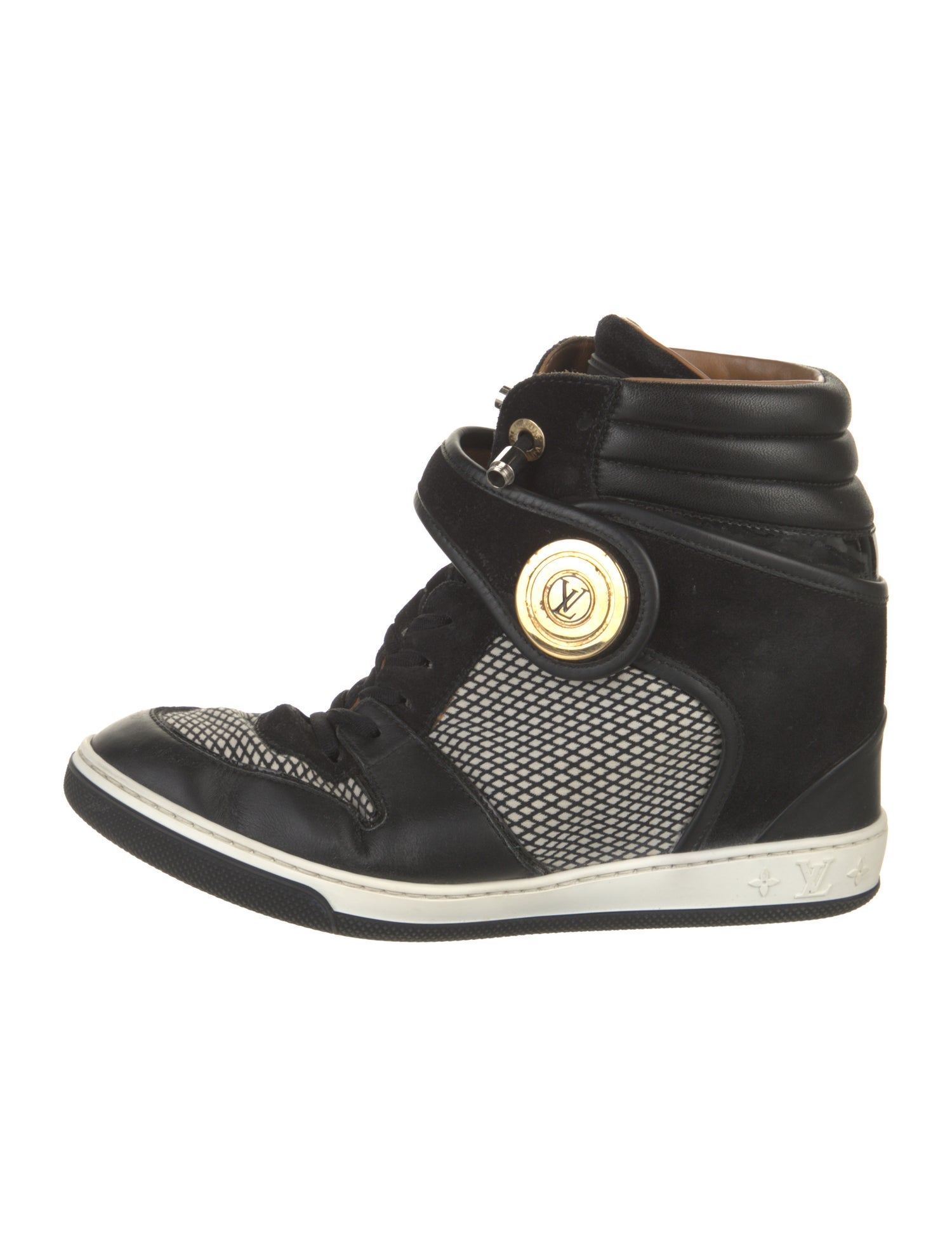 Louis Vuitton Leather Colorblock Pattern Wedge Sneakers