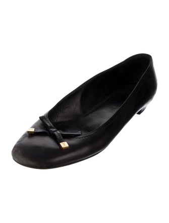 Louis Vuitton Leather Bow Accents Ballet Flats