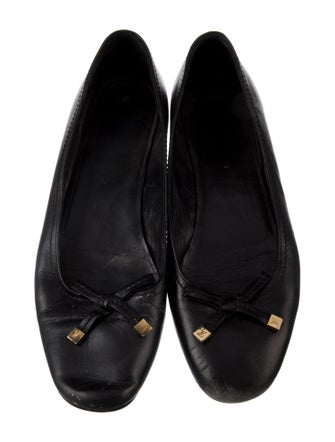 Louis Vuitton Leather Bow Accents Ballet Flats