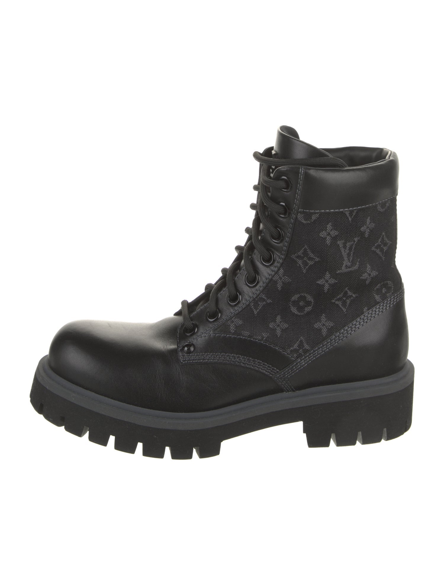 Louis Vuitton Monogram Pattern Leather Combat Boots