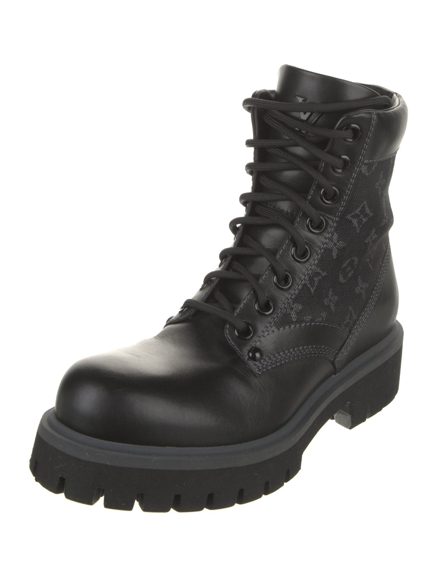 Louis Vuitton Monogram Pattern Leather Combat Boots