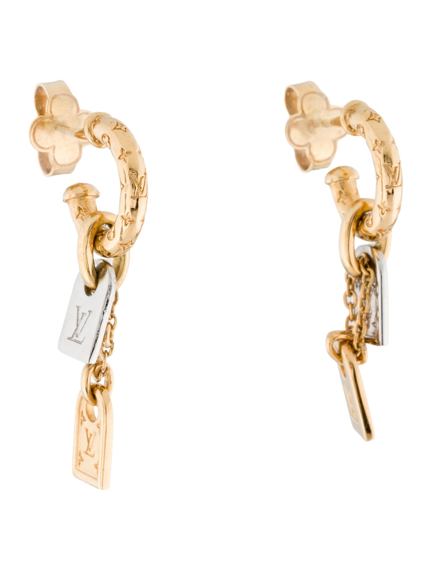 Louis Vuitton Nanogram Tag Drop Earrings