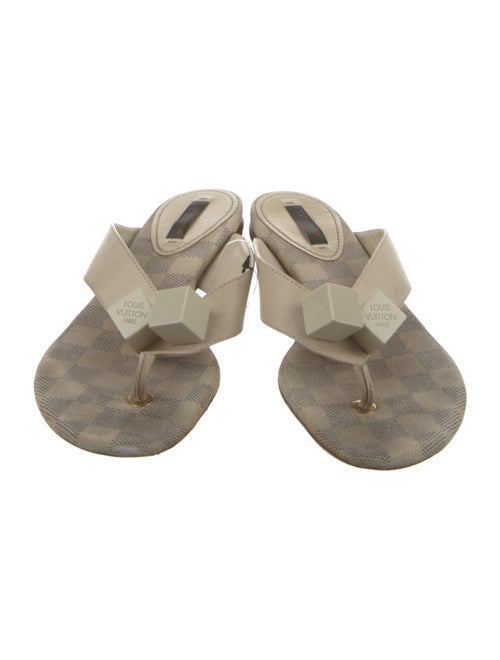 Louis Vuitton Damier Azur Pattern Leather Slides