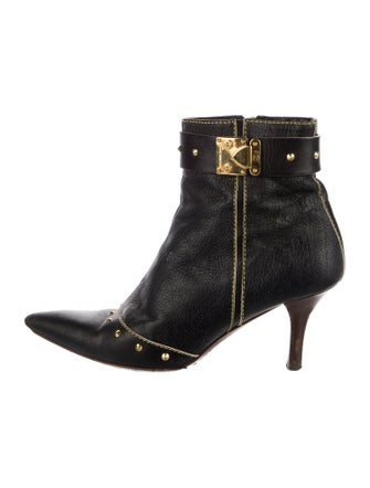 Louis Vuitton Leather Studded Accents Boots