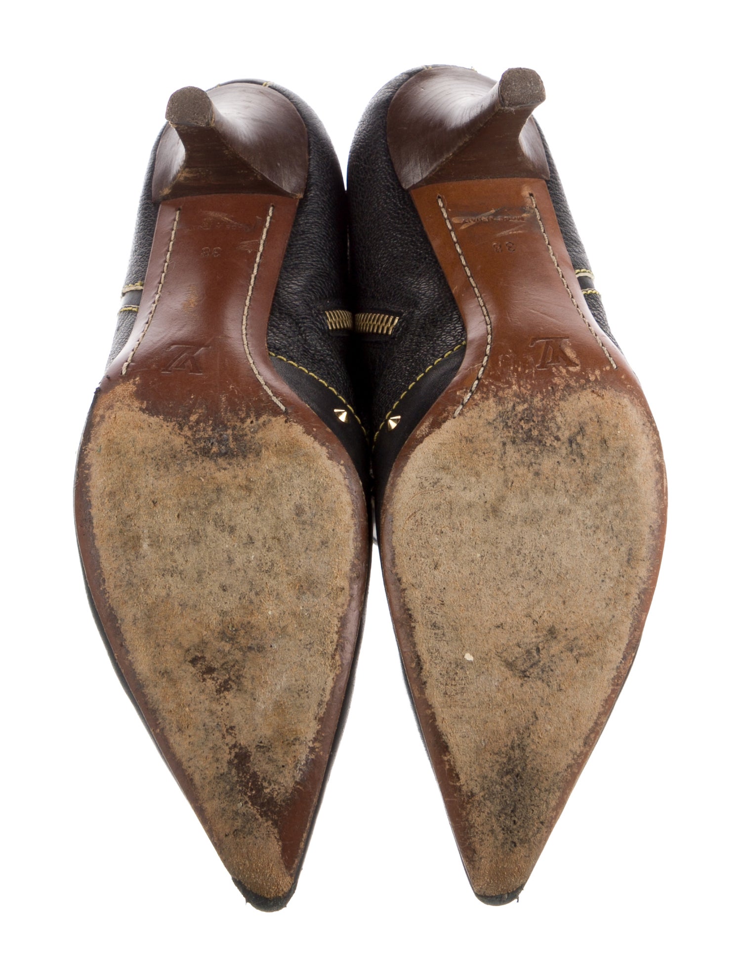 Louis Vuitton Leather Studded Accents Boots