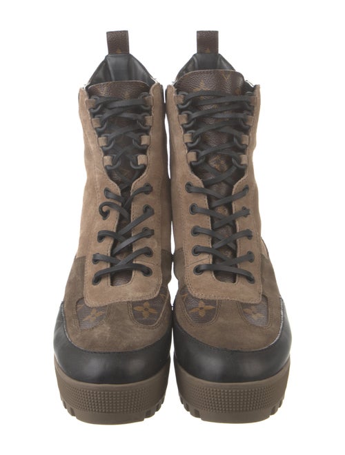 Louis Vuitton LV Monogram Suede Combat Boots