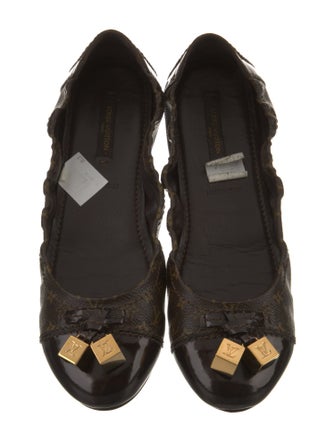 Louis Vuitton LV Monogram Leather Trim Embellishment Ballet Flats
