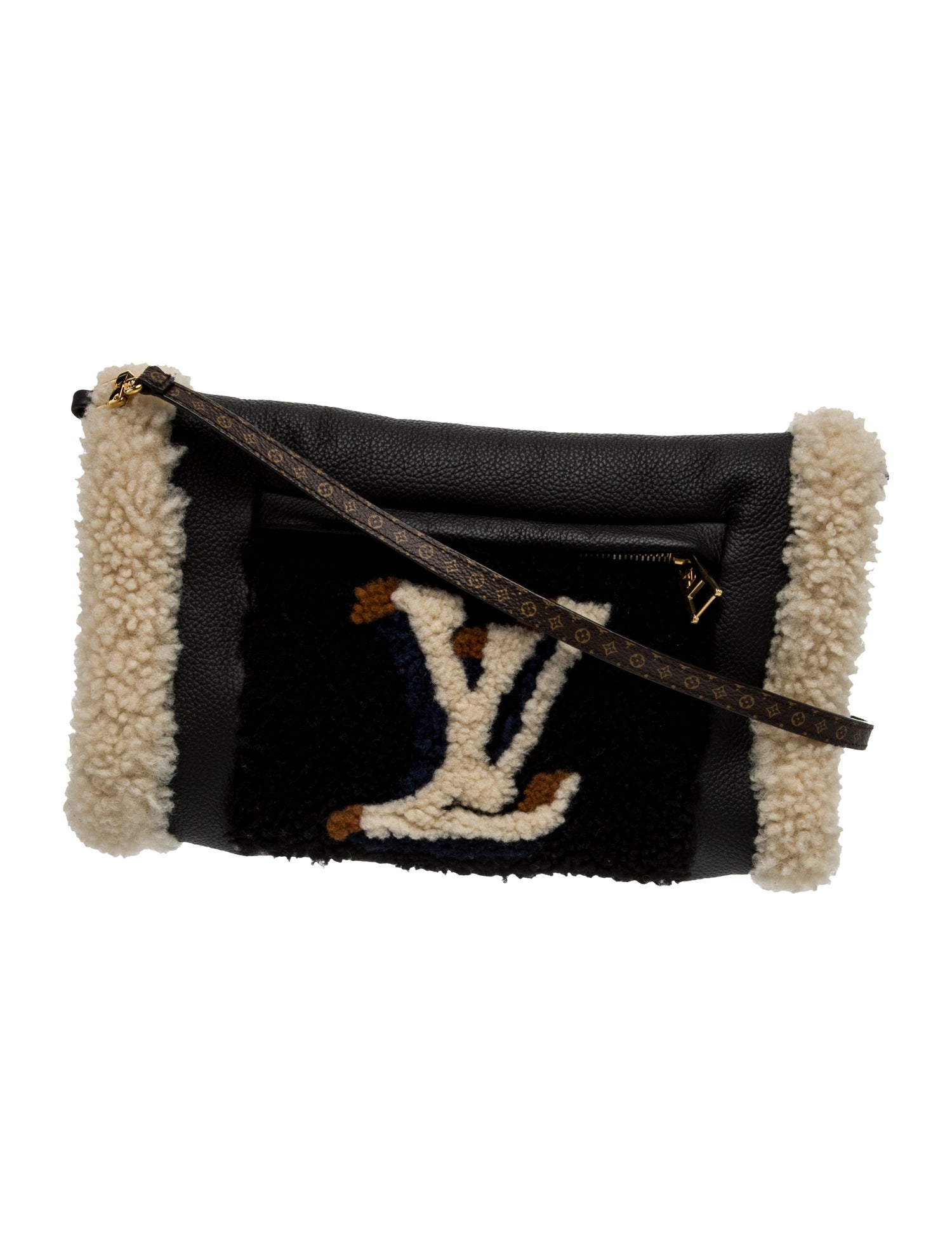 Louis Vuitton LV Monogram Teddy Muffle Calfskin Monogram Black Handwarmer Shoulder Bag