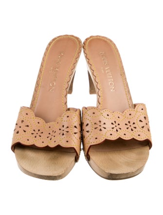 Louis Vuitton Leather Lasercut Accents Slides