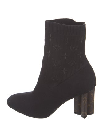 Louis Vuitton Monogram Pattern Embroidered Accent Sock Boots