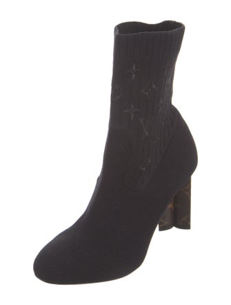 Louis Vuitton Monogram Pattern Embroidered Accent Sock Boots