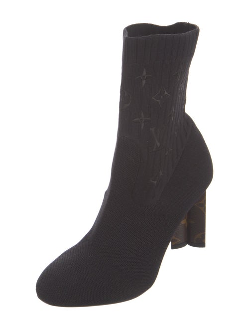 Louis Vuitton Monogram Pattern Embroidered Accent Sock Boots