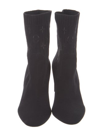 Louis Vuitton Monogram Pattern Embroidered Accent Sock Boots