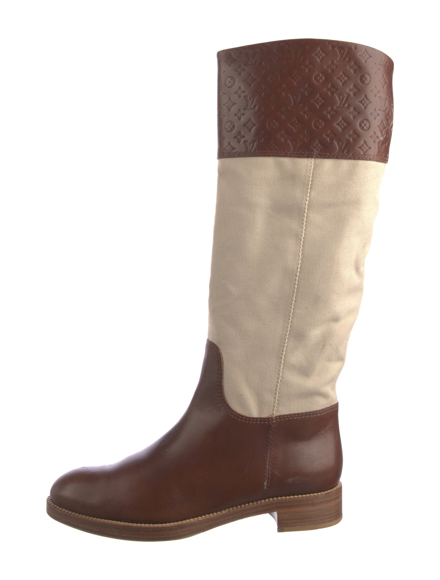 Louis Vuitton Leather Colorblock Pattern Riding Boots