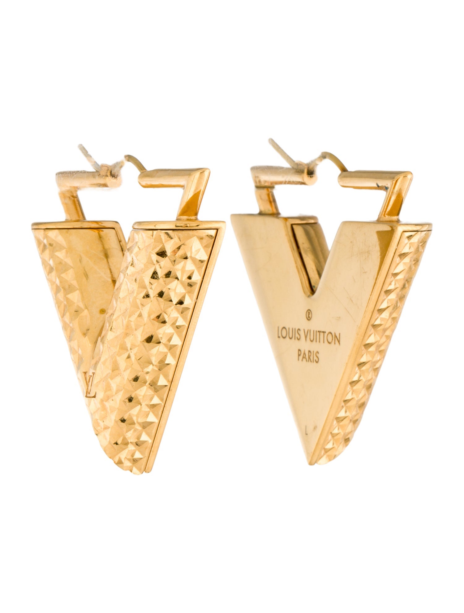 Louis Vuitton Textured Essential V Earrings