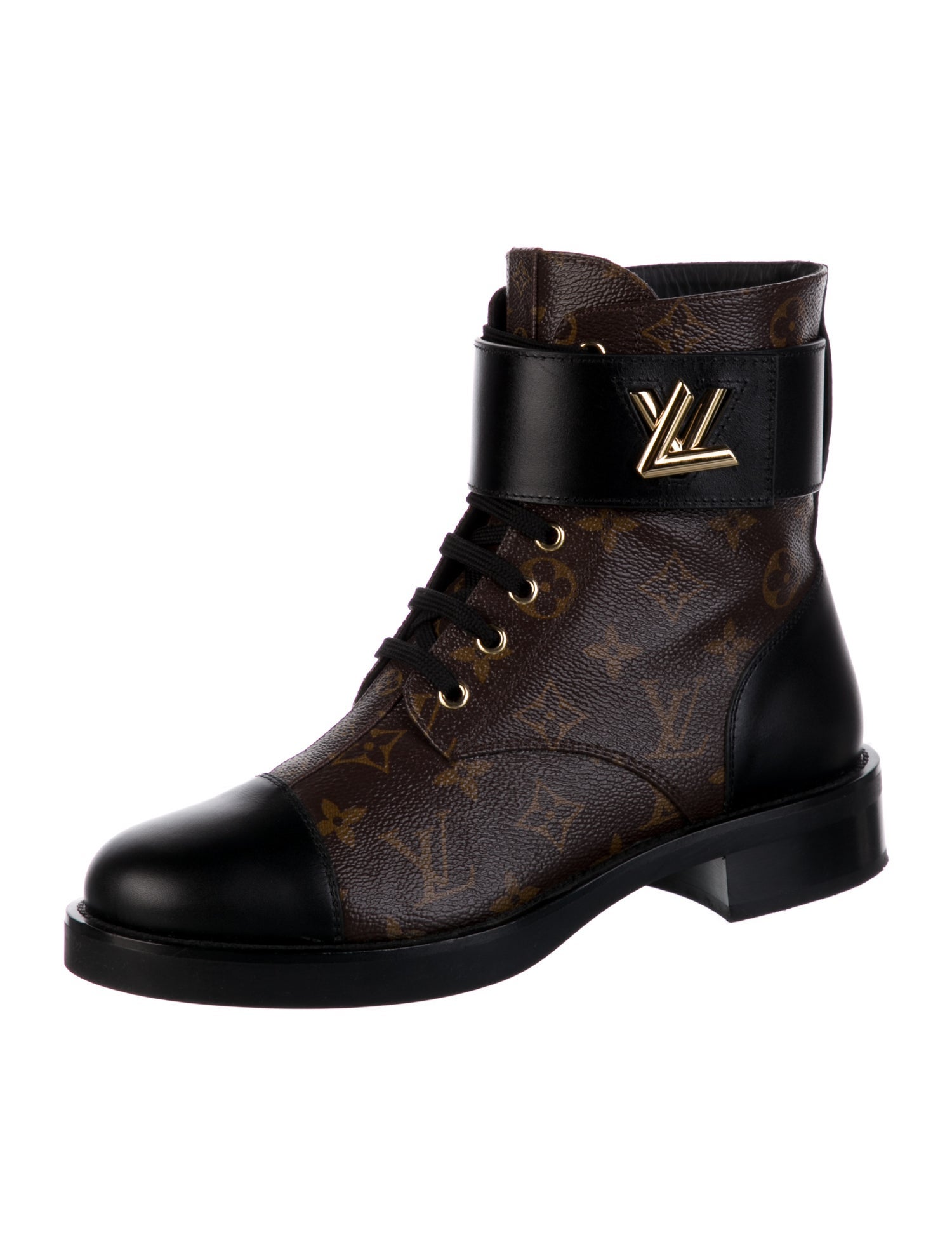 Louis Vuitton LV Monogram Leather Lace-Up Boots