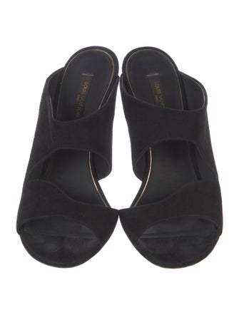 Louis Vuitton Suede Cutout Accent Slides