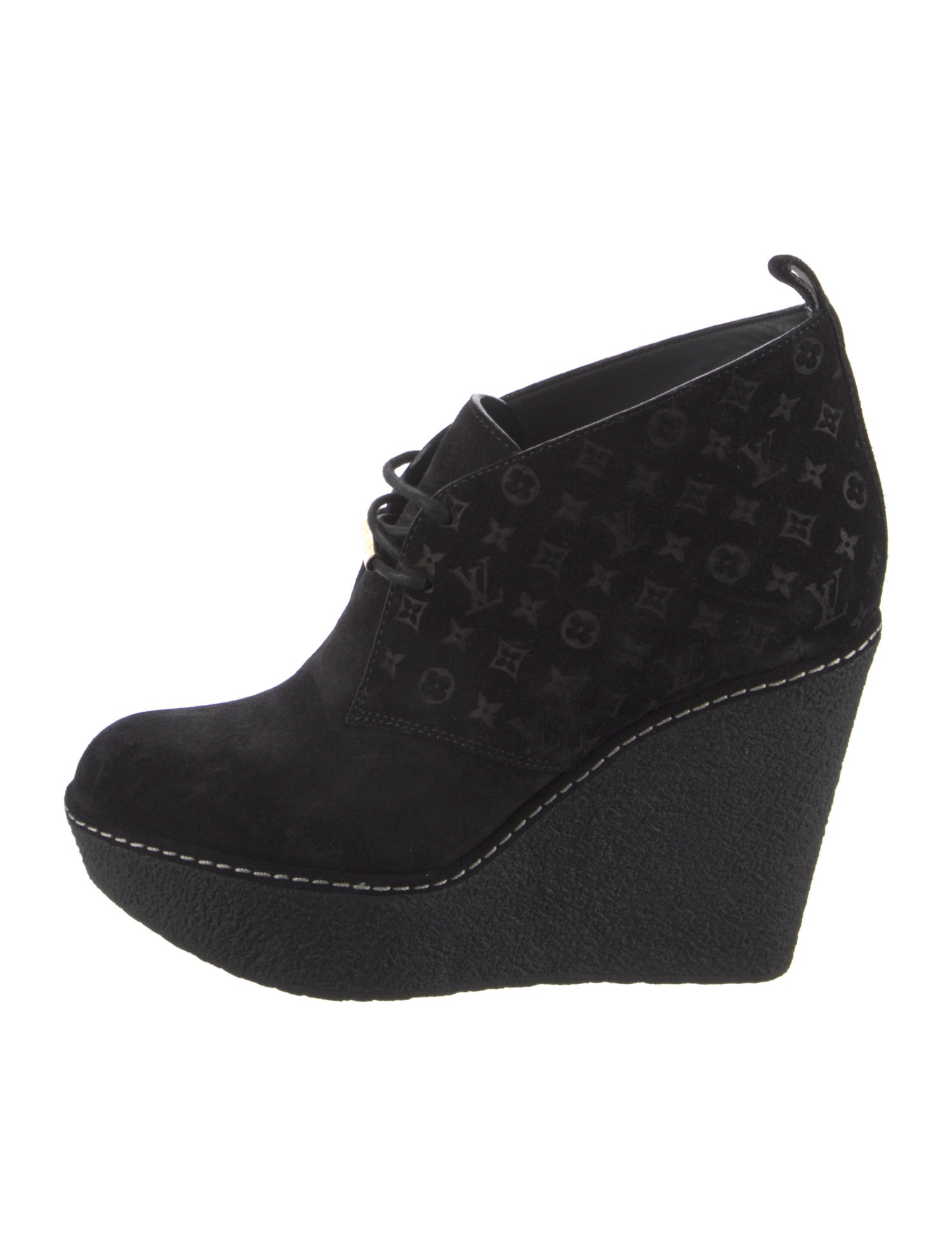 Louis Vuitton LV Monogram Suede Lace-Up Boots