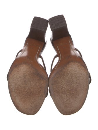 Louis Vuitton Damier Ebene Pattern Leather Slides