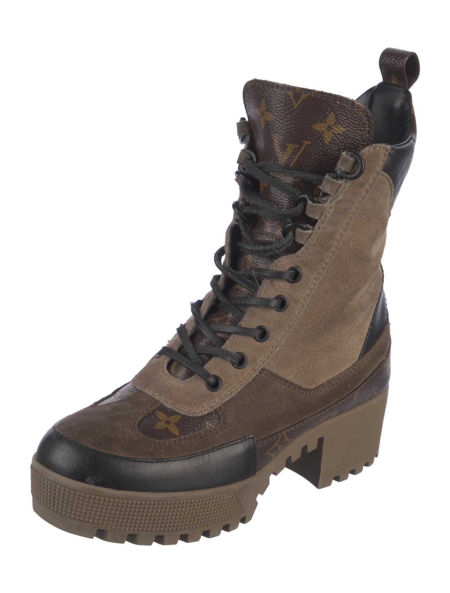 Louis Vuitton LV Monogram Suede Combat Boots
