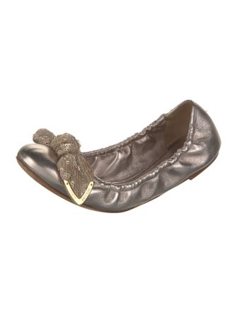 Louis Vuitton Leather Bow Accents Ballet Flats