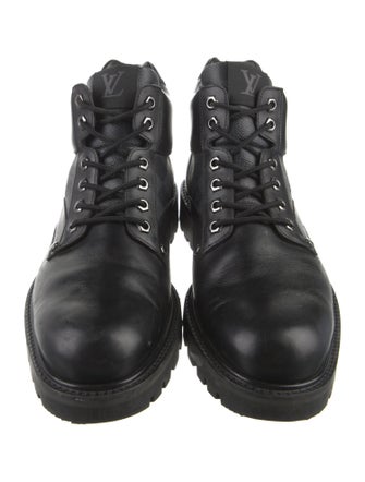 Louis Vuitton Damier Graphite Pattern Leather Lace-Up Boots