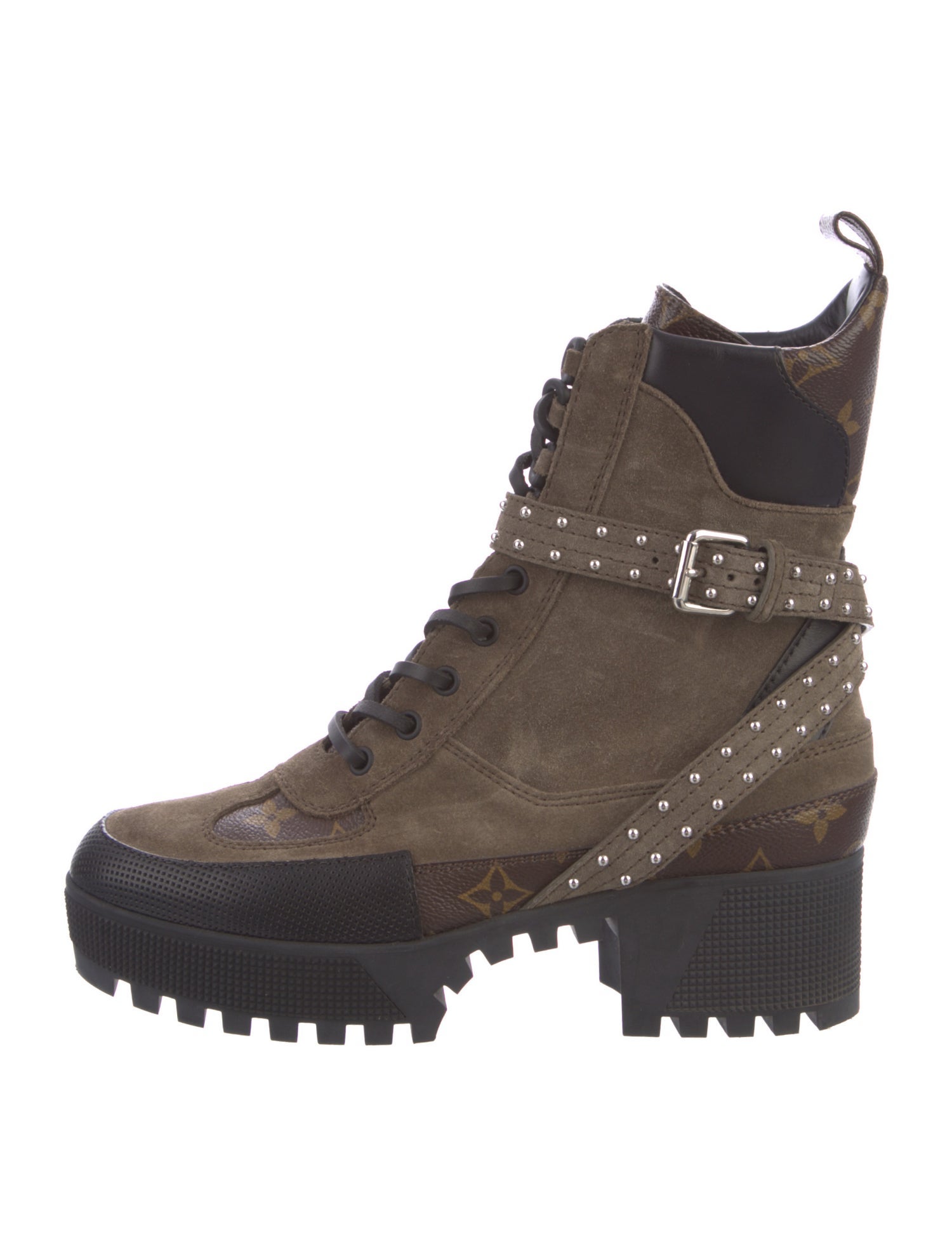 Louis Vuitton LV Monogram Suede Combat Boots