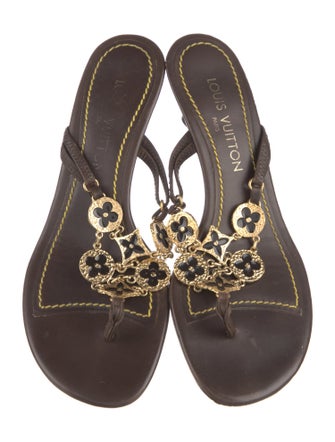 Louis Vuitton Monogram Pattern Leather Flip Flops