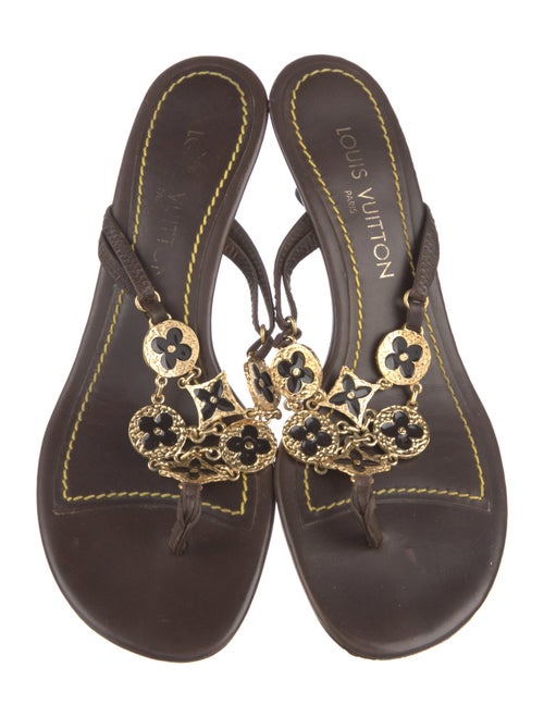 Louis Vuitton Monogram Pattern Leather Flip Flops
