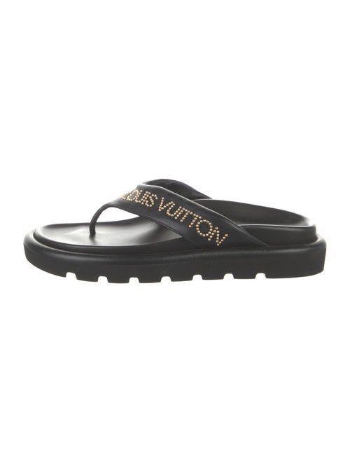 Louis Vuitton Leather Studded Accents Slides