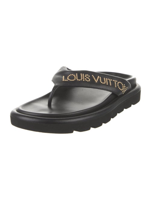 Louis Vuitton Leather Studded Accents Slides