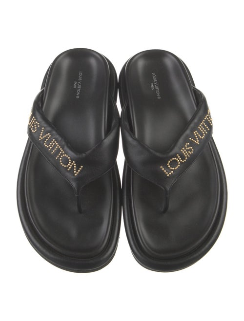 Louis Vuitton Leather Studded Accents Slides