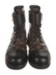 Louis Vuitton LV Monogram Leather Trim Embellishment Combat Boots