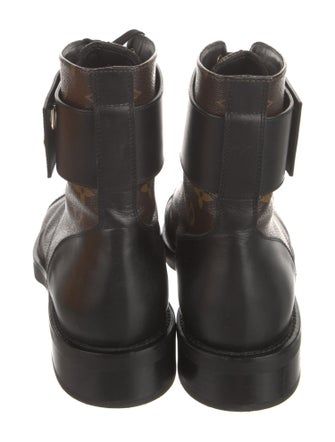 Louis Vuitton LV Monogram Leather Trim Embellishment Combat Boots
