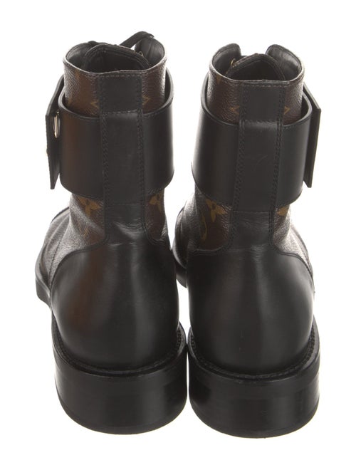 Louis Vuitton LV Monogram Leather Trim Embellishment Combat Boots
