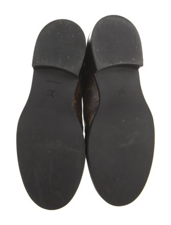 Louis Vuitton LV Monogram Leather Trim Embellishment Combat Boots