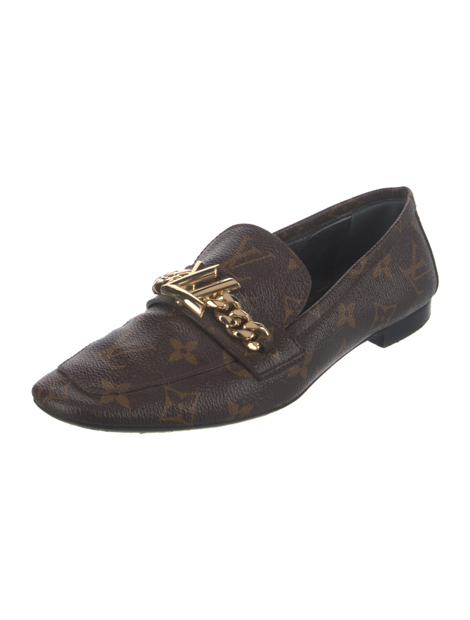 Louis Vuitton LV Monogram Chain-Link Accents Loafers