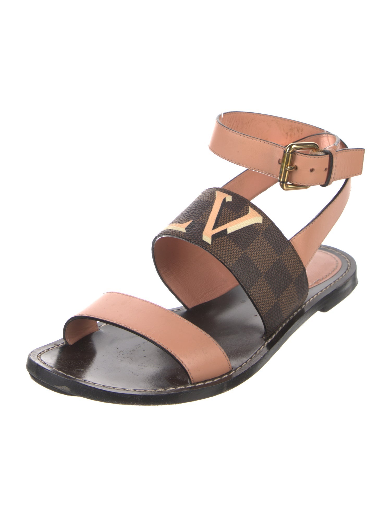 Louis Vuitton Damier Ebene Pattern Leather Sandals