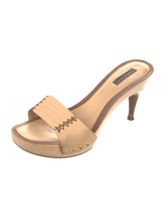 Louis Vuitton Signature Logo Leather Slides