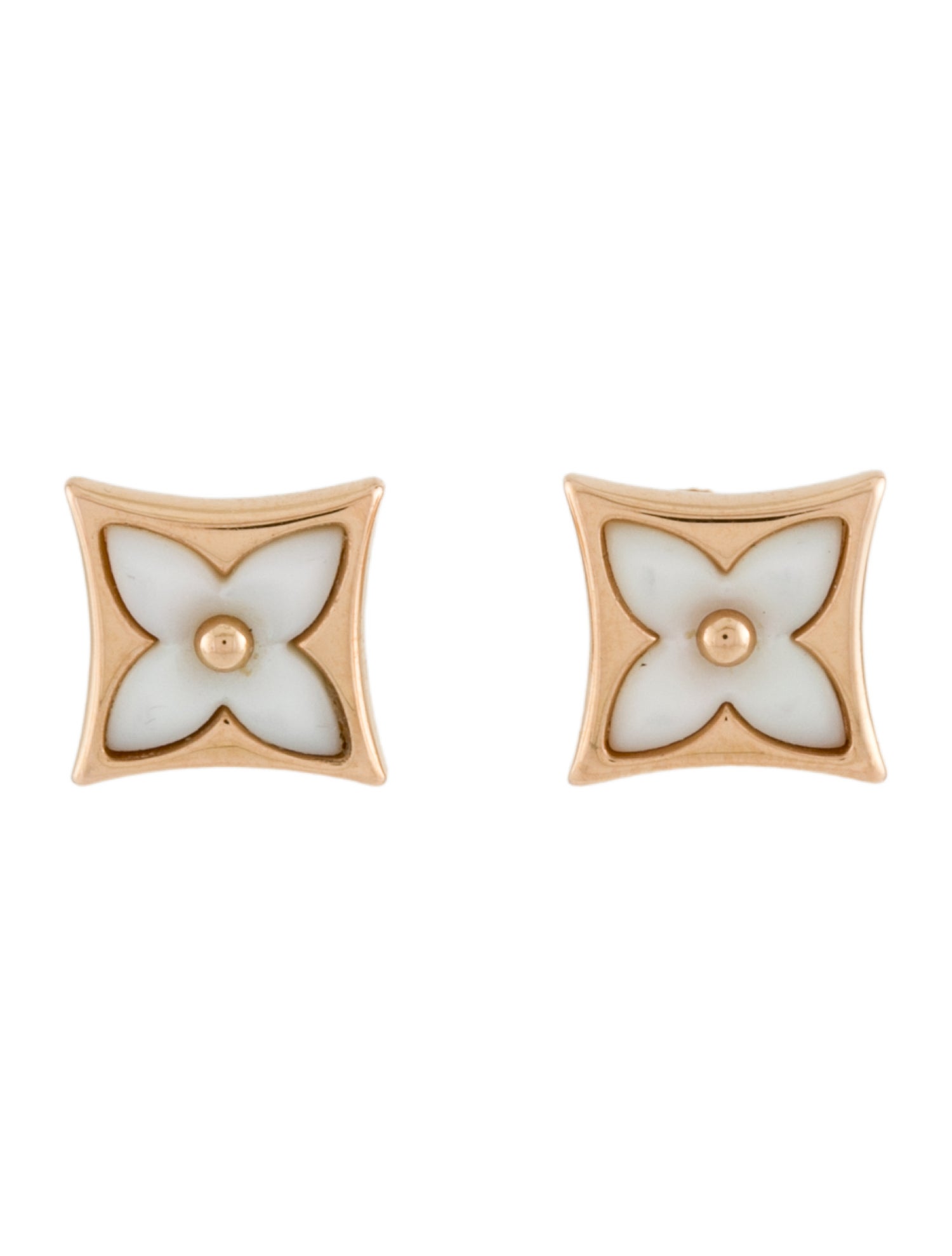 Louis Vuitton 18K Mother of Pearl Color Blossom Star Stud Earrings
