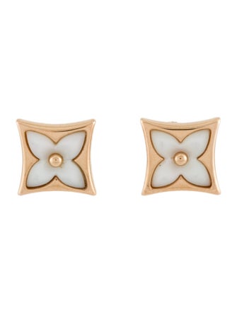 Louis Vuitton 18K Mother of Pearl Color Blossom Star Stud Earrings