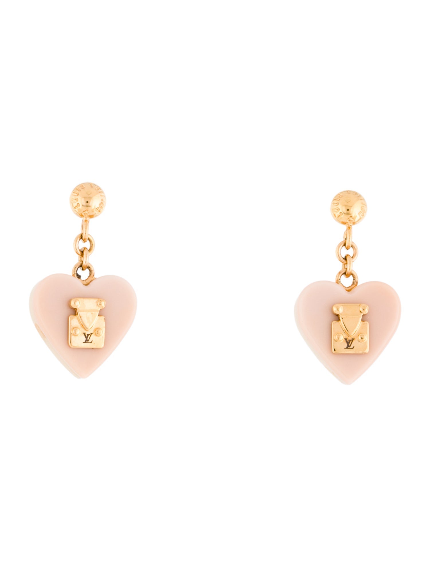 Louis Vuitton Resin Lock Me Heart Drop Earrings
