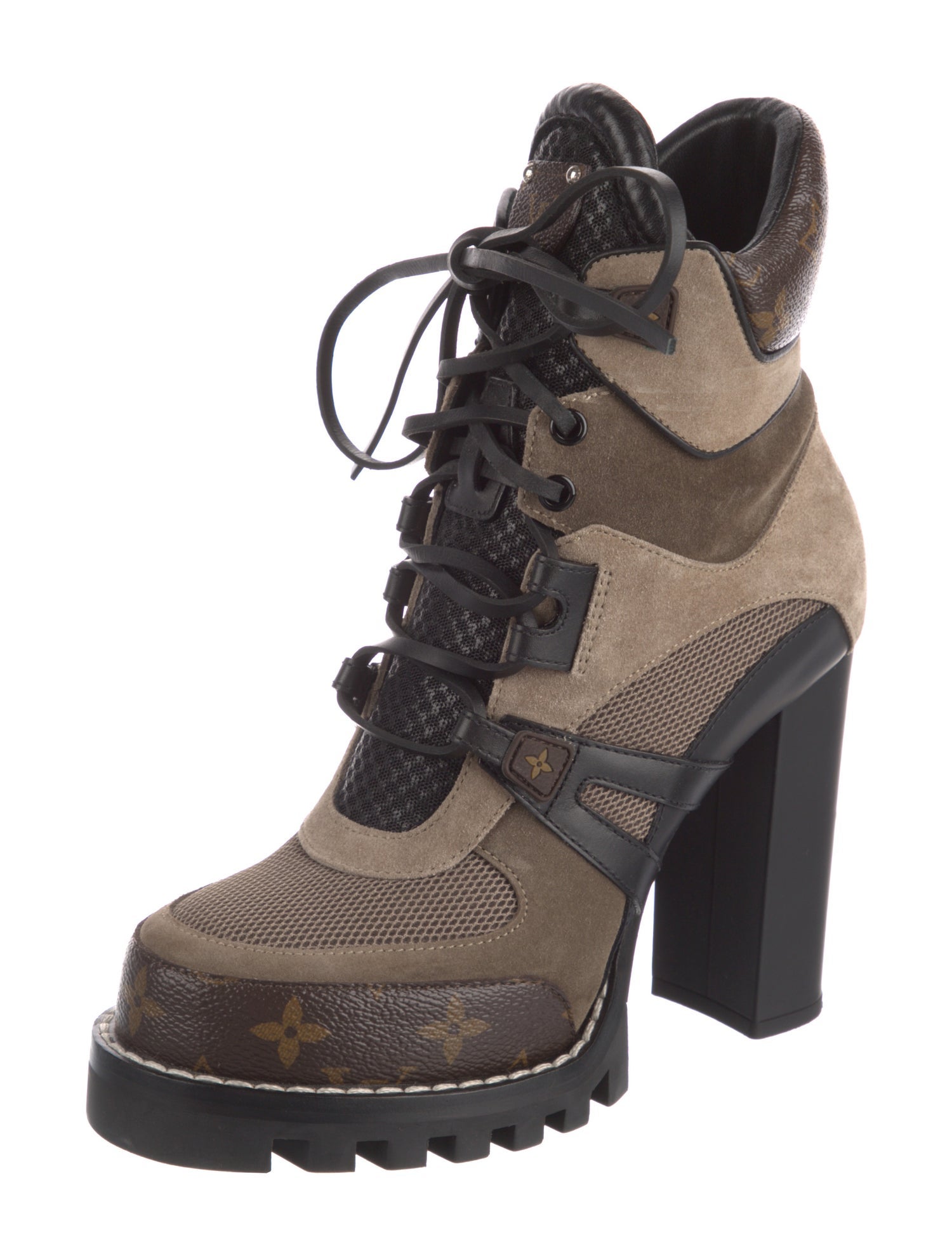 Louis Vuitton LV Monogram Suede Lace-Up Boots