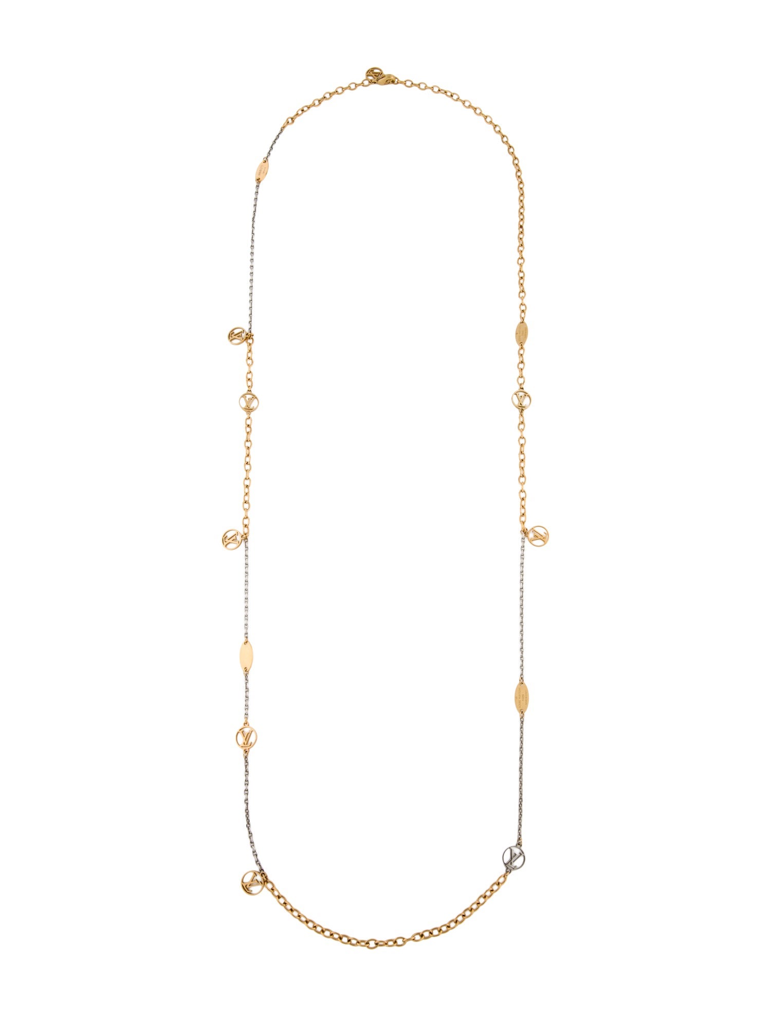 Louis Vuitton Two-Tone Logomania Sautoir Station Necklace
