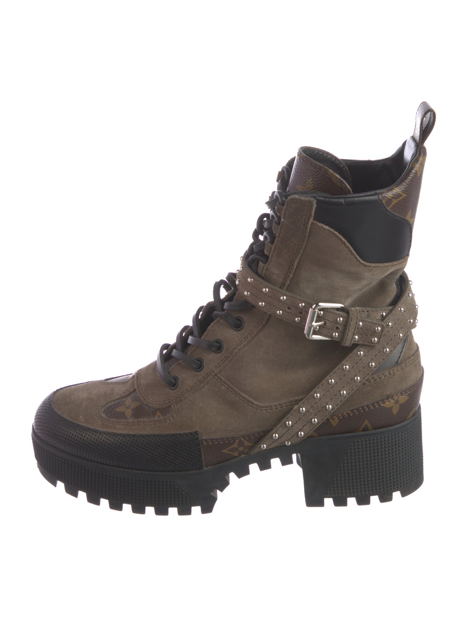 Louis Vuitton LV Monogram Suede Combat Boots