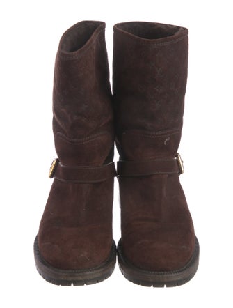 Louis Vuitton LV Monogram Suede Moto Boots
