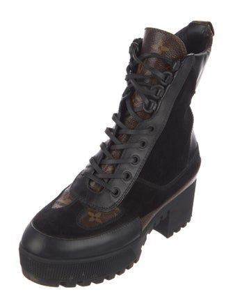 Louis Vuitton LV Monogram Suede Combat Boots
