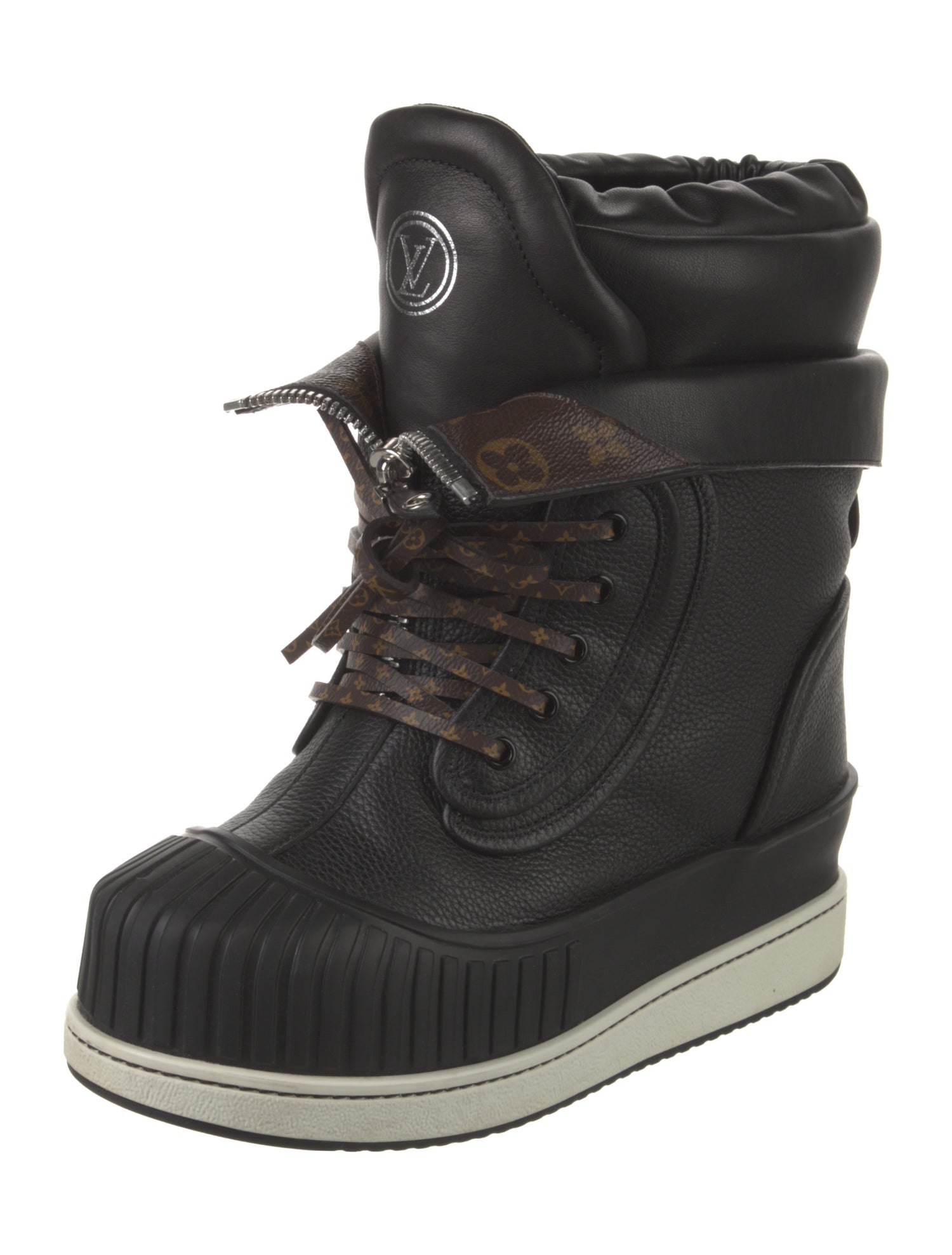 Louis Vuitton LV Monogram Leather Lace-Up Boots